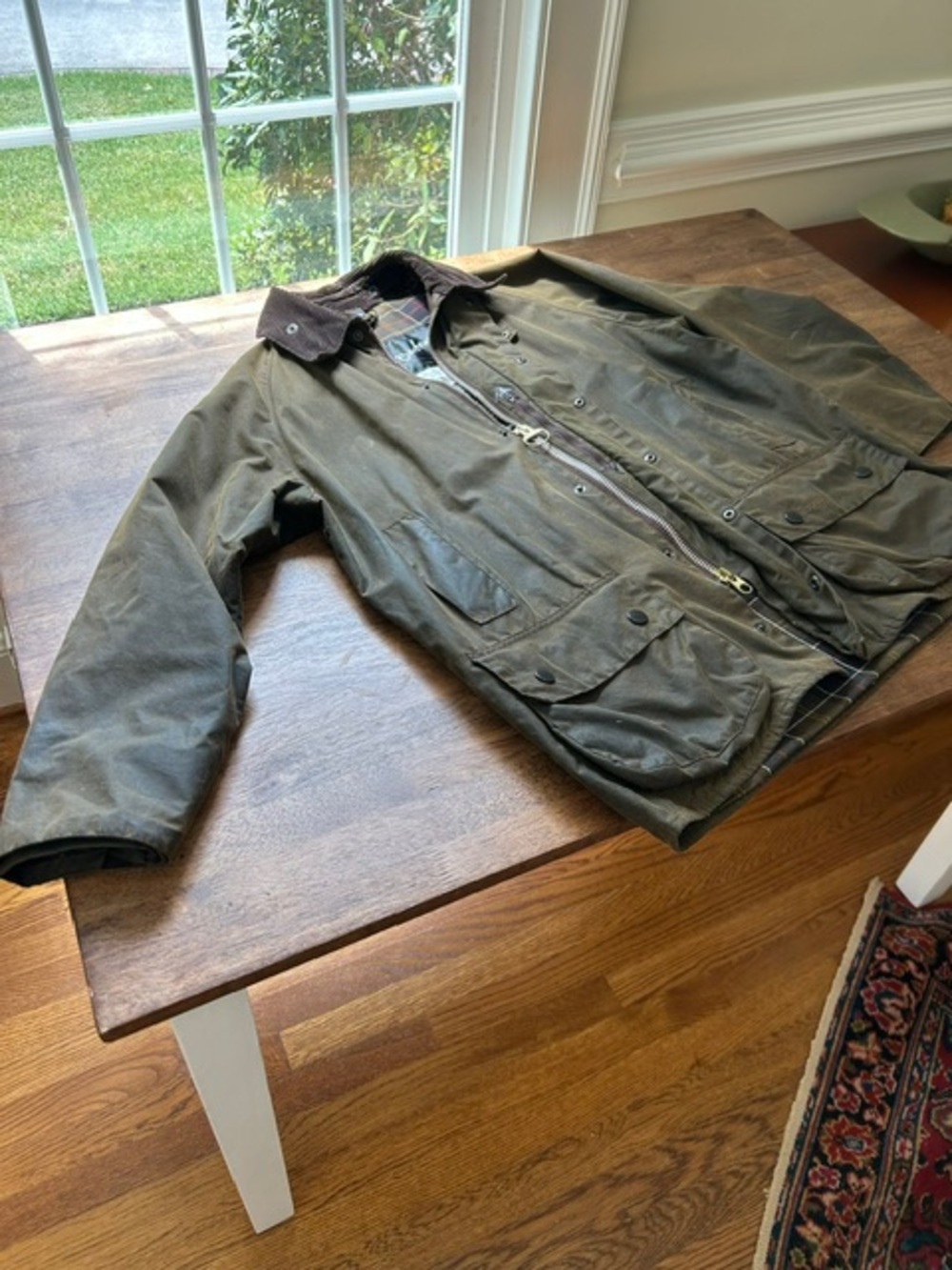 Barbour Waxed Cotton Field Coat with Cord Collar - Picture 2 of 4